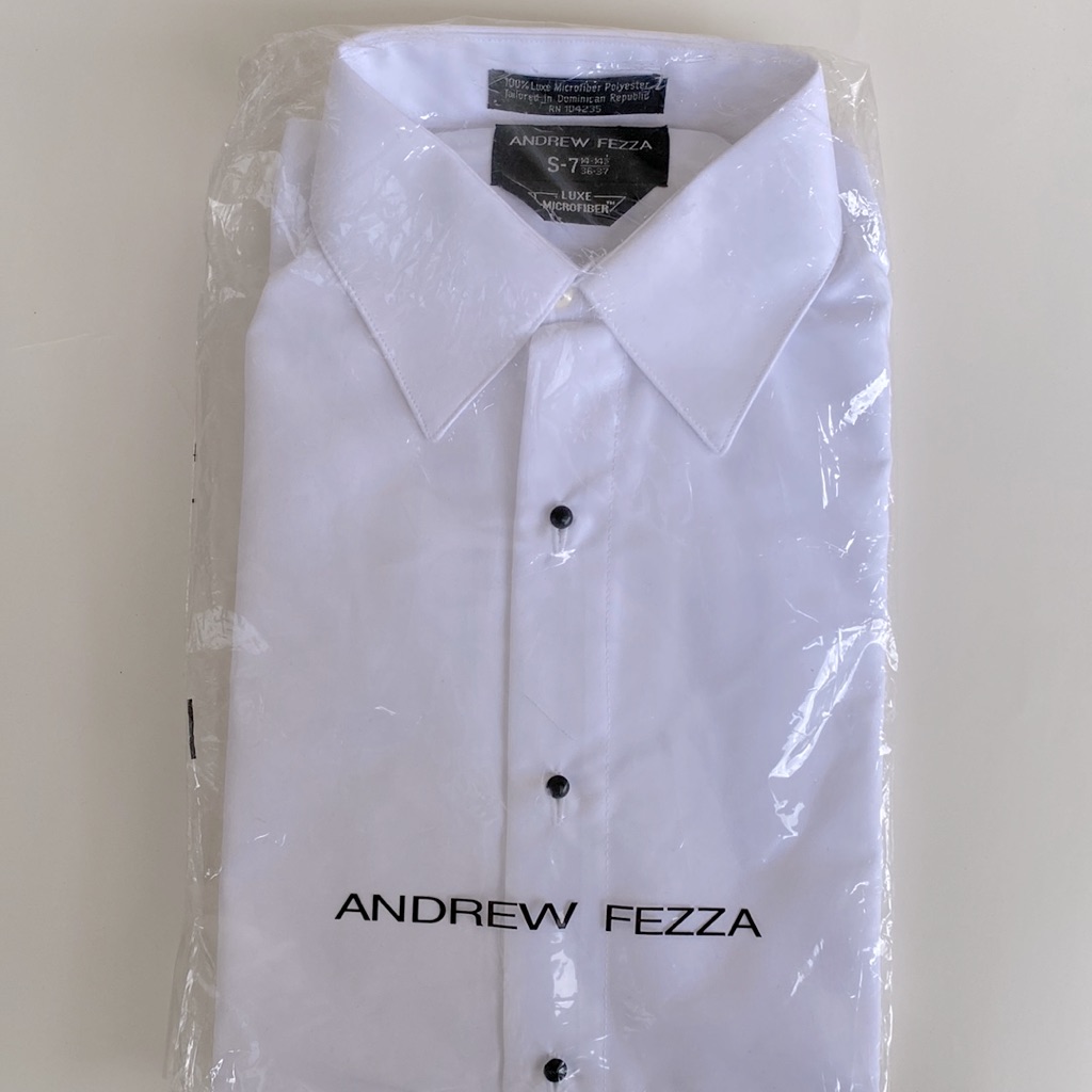 Brand New S7 Andrew Fezza Tuxedo Shirt White